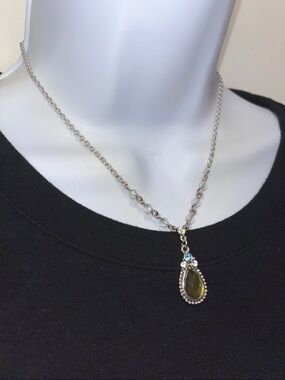 1928 Gold Tone Necklace with Green and Blue Accents